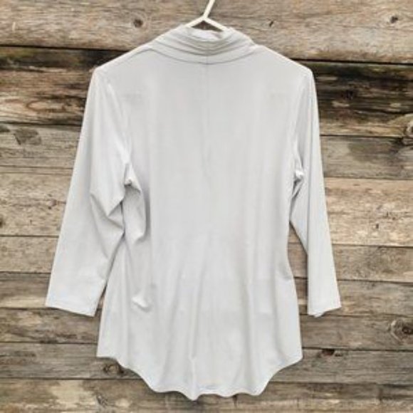 Stunning Iris Setlakwe Gray Italian Matte Jersey Blouse - Sz M - Picture 2 of 4